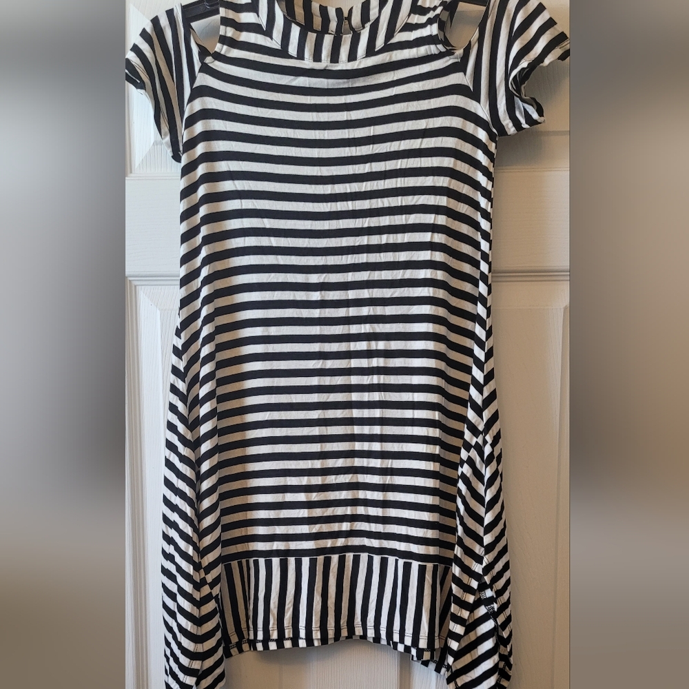 Girls Black and White Striped Dress